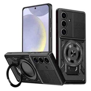 For Samsung Galaxy S25 / S24 5G Armor Rotating Holder MagSafe Phone Case(Black)