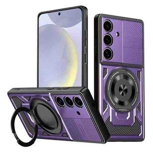 For Samsung Galaxy S25 / S24 5G Armor Rotating Holder MagSafe Phone Case(Purple)