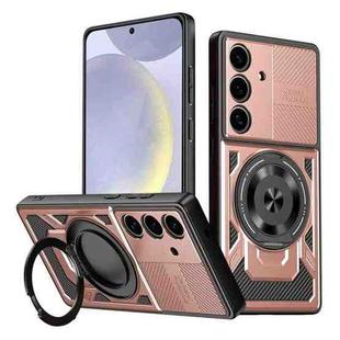 For Samsung Galaxy S25+ / S24+ 5G Armor Rotating Holder MagSafe Phone Case(Rose Gold)