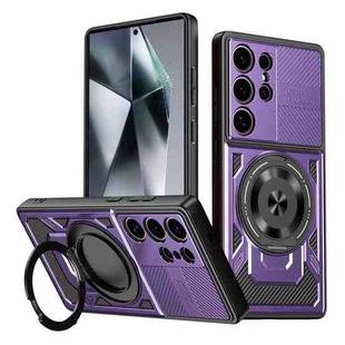 For Samsung Galaxy S24 Ultra 5G Armor Rotating Holder MagSafe Phone Case(Purple)
