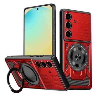 For Samsung Galaxy S24 FE 5G Armor Rotating Holder MagSafe Phone Case(Red)