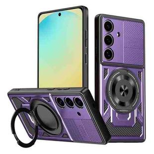 For Samsung Galaxy S24 FE 5G Armor Rotating Holder MagSafe Phone Case(Purple)