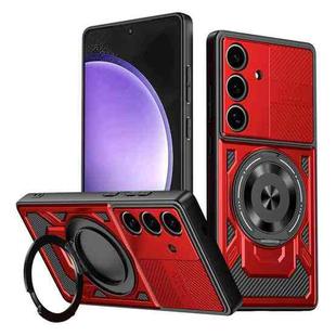 For Samsung Galaxy S23 FE 5G Armor Rotating Holder MagSafe Phone Case(Red)