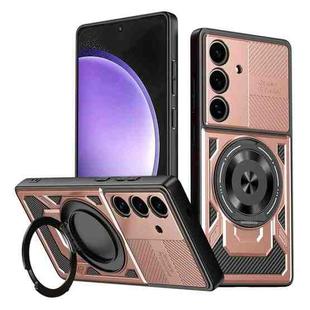 For Samsung Galaxy S23 FE 5G Armor Rotating Holder MagSafe Phone Case(Rose Gold)