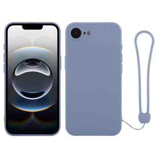 For iPhone 16e Silicone Phone Case with Wrist Strap(Light Blue)