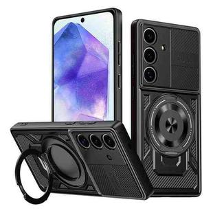For Samsung Galaxy A55 5G Armor Rotating Holder MagSafe Phone Case(Black)