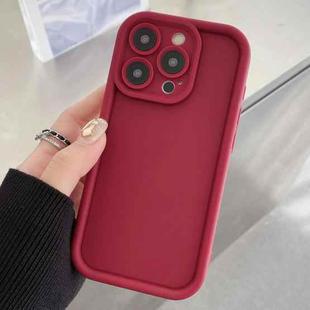 For iPhone 15 Pro Max Shockproof Frame Frosted Precise Hole TPU Phone Case(Wine Red)