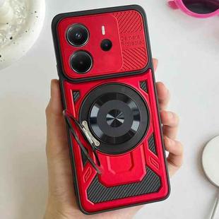 For Redmi Note 14 5G Global Armor Rotating Holder MagSafe Phone Case(Red)