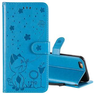 For iPhone 6 Cat Bee Embossing Pattern Shockproof Horizontal Flip Leather Case with Holder & Card Slots & Wallet(Blue)