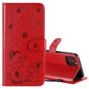For iPhone 11 Pro Cat Bee Embossing Pattern Shockproof Horizontal Flip Leather Case with Holder & Card Slots & Wallet(Red)