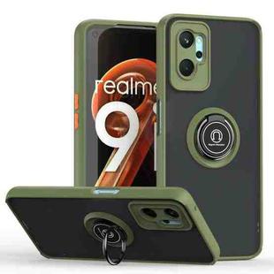 For Realme 9i 4G / OPPO A36 Q Shadow 1 Series TPU + PC Phone Case with Ring(Army Green)