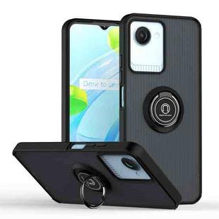 For Realme C30 / C33 Q Shadow 1 Series TPU + PC Phone Case with Ring(Black+Black)