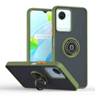 For Realme C30 / C33 Q Shadow 1 Series TPU + PC Phone Case with Ring(Army Green)