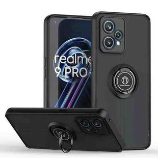 For Realme 9 Pro+ Q Shadow 1 Series TPU + PC Phone Case with Ring(Black+Black)
