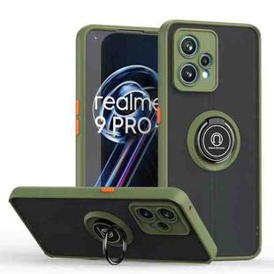For Realme 9 Pro+ Q Shadow 1 Series TPU + PC Phone Case with Ring(Army Green)