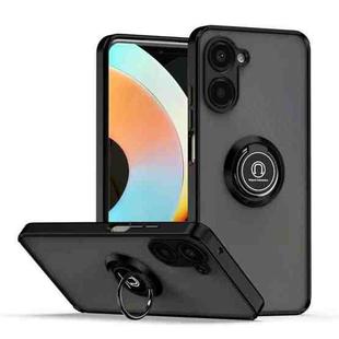 For Realme 10 Pro Q Shadow 1 Series TPU + PC Phone Case with Ring(Black+Black)
