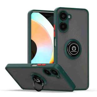 For Realme 10 Pro Q Shadow 1 Series TPU + PC Phone Case with Ring(Dark Green)