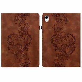 For iPad Air 11 2025 / 2024 Love Hearts Embossed Leather Smart Tablet Case(Brown)