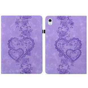 For iPad Air 11 2025 / 2024 Love Hearts Embossed Leather Smart Tablet Case(Purple)