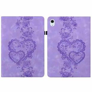 For iPad Air 13 2025 / 2024 / Pro 12.9 Love Hearts Embossed Leather Smart Tablet Case(Purple)