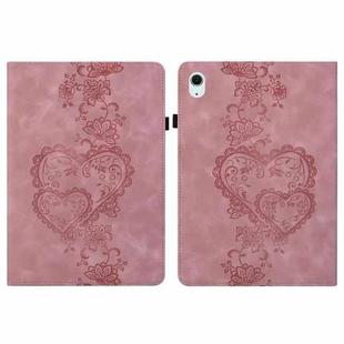 For iPad Air 13 2025 / 2024 / Pro 12.9 Love Hearts Embossed Leather Smart Tablet Case(Pink)