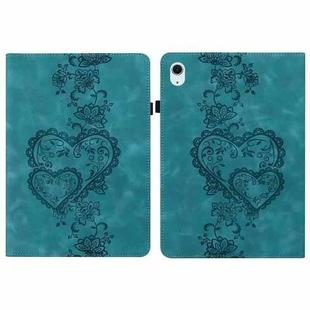 For iPad Air 13 2025 / 2024 / Pro 12.9 Love Hearts Embossed Leather Smart Tablet Case(Green)