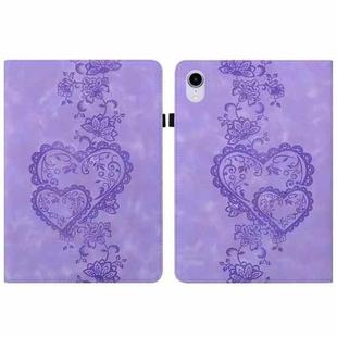 For iPad mini 6 / mini 2024 Love Hearts Embossed Leather Smart Tablet Case(Purple)