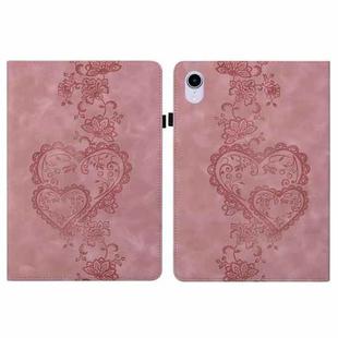 For iPad mini 6 / mini 2024 Love Hearts Embossed Leather Smart Tablet Case(Pink)