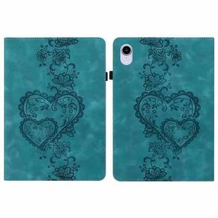 For iPad mini 6 / mini 2024 Love Hearts Embossed Leather Smart Tablet Case(Green)