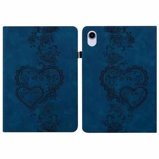 For iPad mini 6 / mini 2024 Love Hearts Embossed Leather Smart Tablet Case(Dark Blue)