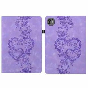 For iPad Pro 13 2024 Love Hearts Embossed Leather Smart Tablet Case(Purple)