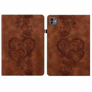 For iPad Pro 11 2024 Love Hearts Embossed Leather Smart Tablet Case(Brown)