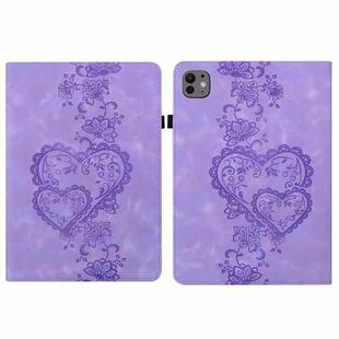 For iPad Pro 11 2024 Love Hearts Embossed Leather Smart Tablet Case(Purple)