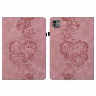 For iPad Pro 11 2024 Love Hearts Embossed Leather Smart Tablet Case(Pink)