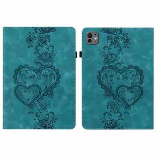 For iPad Pro 11 2024 Love Hearts Embossed Leather Smart Tablet Case(Green)