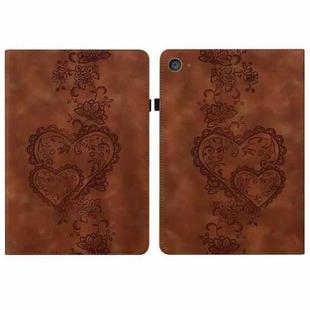 For iPad mini 5 / 4 / 3 / 2 / 1 Love Hearts Embossed Leather Smart Tablet Case(Brown)