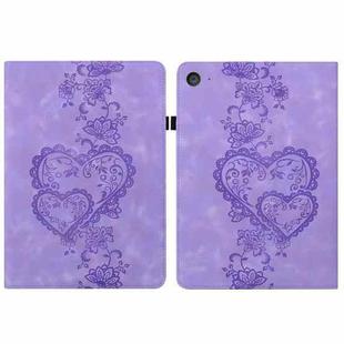 For iPad mini 5 / 4 / 3 / 2 / 1 Love Hearts Embossed Leather Smart Tablet Case(Purple)