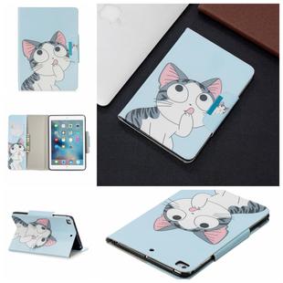For iPad Mini / Mini 2 / Mini 3 / Mini 4  Painted Pattern Horizontal Flip Leather Case with Holder & Card Slots & Wallet(Cat)