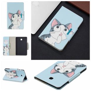 For Samsung Galaxy Tab A 8.0 (2018) / T387 Painted Pattern Horizontal Flip Leather Case with Holder & Card Slots & Wallet(Cat)