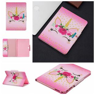 For Samsung Galaxy Tab 4 10.1 / T530 Painted Pattern Horizontal Flip Leather Case with Holder & Card Slots & Wallet(Unicorn with flowers)