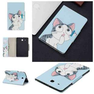 For Samsung Galaxy Tab E 9.6 / T560 Painted Pattern Horizontal Flip Leather Case with Holder & Card Slots & Wallet(Cat)