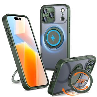 For iPhone 17 Pro Max 360-degree Rotating MagSafe Magnetic Holder Phone Case(Green)