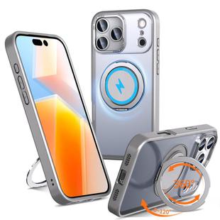 For iPhone 17 Pro Max 360-degree Rotating MagSafe Magnetic Holder Phone Case(Titanium Grey)
