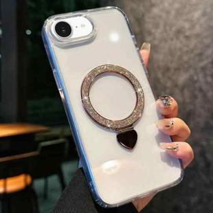 For iPhone 16e Love Glitter Powder MagSafe Holder Phone Case with Lens Film(Gold)