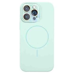For iPhone 14 Pro Thin Circle MagSafe Liquid Silicone Phone Case(Emerald Green)