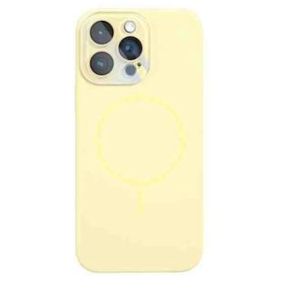 For iPhone 14 Pro Thin Circle MagSafe Liquid Silicone Phone Case(Yellow)