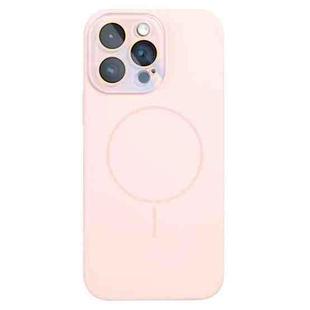 For iPhone 15 Pro Max Thin Circle MagSafe Liquid Silicone Phone Case(Pink)