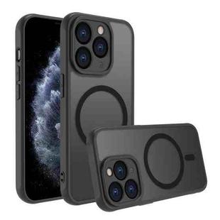 For iPhone 11 Pro Max Four Corners Shockproof MagSafe PC Hybrid TPU Phone Case(Black)