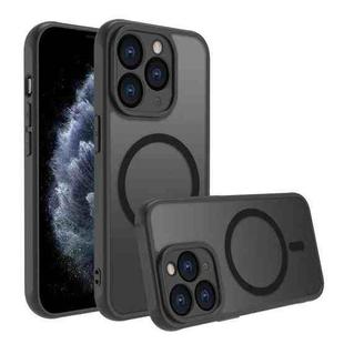 For iPhone 11 Pro Four Corners Shockproof MagSafe PC Hybrid TPU Phone Case(Black)