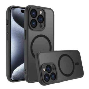 For iPhone 15 Pro Max Four Corners Shockproof MagSafe PC Hybrid TPU Phone Case(Black)